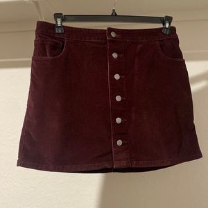 Express Dark Purple Corduroy Button Front Mini Skirt, Size 10
